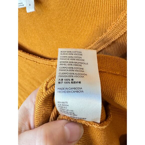 ANTHROPOLOGIE Annette Floral Sleeve Thermal Top Size Small $88 MSRP Gold Orange - Picture 9 of 10